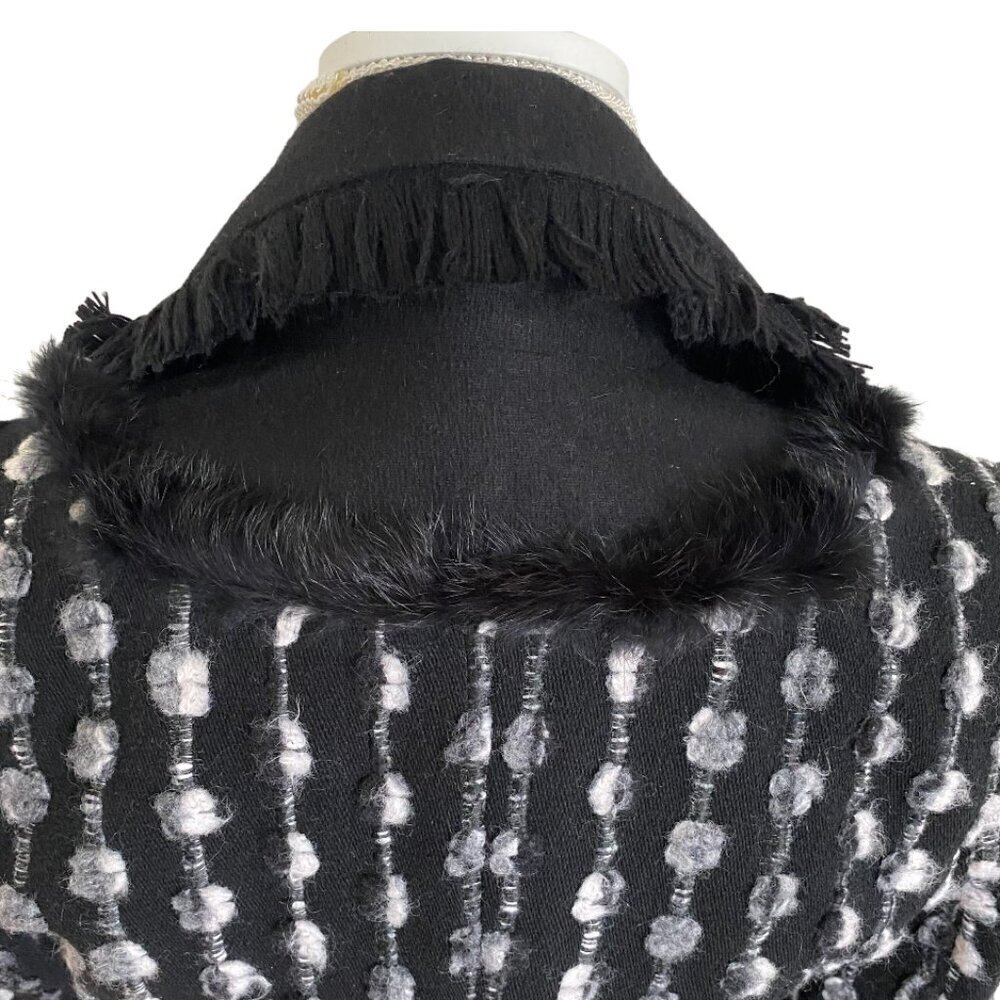 Georges Rech Wool Fur Trim Textured Jacket Sz 6​​​​​​ - Picture 5 of 14